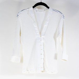 VINTAGE French Off-White Sheer Work Blouse (sz:S)